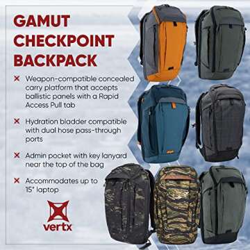 Vertx Gamut Checkpoint Mens Tactical Backpack 25L Large Molle Laptop Rucksack for Travel, Work, Outdoor, Utility Gear Bag, Heather OD/Galaxy Black