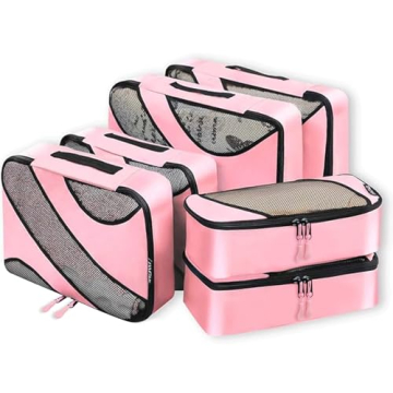 BAGAIL 6 Set Packing Cubes, Travel Luggage Packing Organizers (6Set Pink)