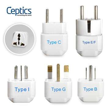 Ceptics Adapter Plug Set for World Wide International Travel Use - Grounded Safe - Works with Cell P...