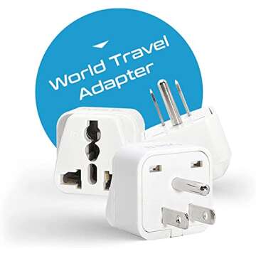 Ceptics Adapter Plug Set for World Wide International Travel Use - Grounded Safe - Works with Cell Phones, Chargers, Batteries, Camera, and More