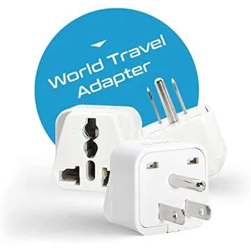 Ceptics Adapter Plug Set for World Wide International Travel Use - Grounded Safe - Works with Cell Phones, Chargers, Batteries, Camera, and More