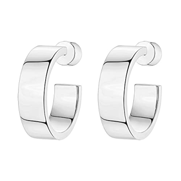 Shop PAVOI White Gold Square Edge Hoop Earrings for Women
