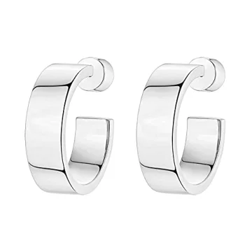 Shop PAVOI White Gold Square Edge Hoop Earrings for Women