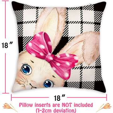 Easter Pillow Covers Set of 4 - 18x18 Decorative Linens