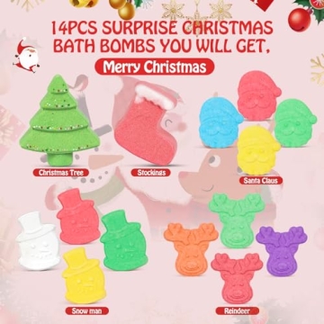 Christmas Bath Bombs Delight for Kids - 14 Pack Gift Set