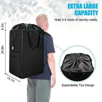 DEGUM Laundry Bag Backpack - 2 in 1 Extra Large Hamper with Adjustable Straps