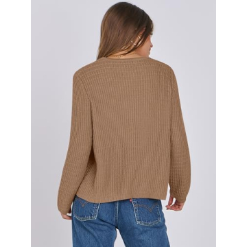 Stylish ANRABESS Women Cardigan Sweater with Gold Buttons