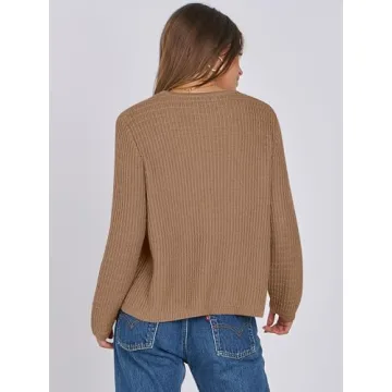 Stylish ANRABESS Women Cardigan Sweater with Gold Buttons