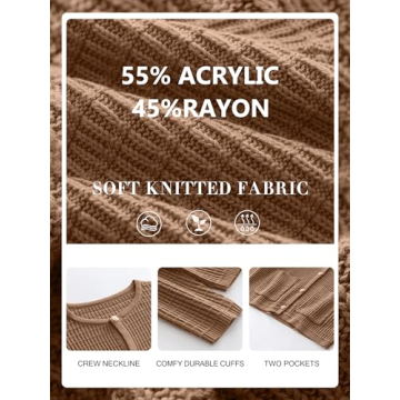 Stylish ANRABESS Women Cardigan Sweater with Gold Buttons