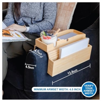 Bamboo Couch Armrest Organizer - Stylish & Functional Holder