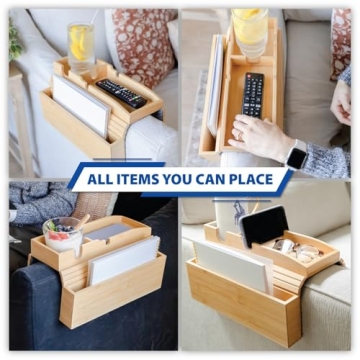 Bamboo Couch Armrest Organizer - Stylish & Functional Holder