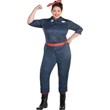 Rosie The Riveter Halloween Costume Kit - Adult Plus XXL (18-20), Multicolor - 1 Set