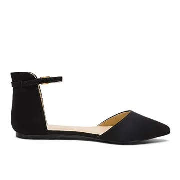 DREAM PAIRS Women's Pointed Toe Dress Flats in Nubuck