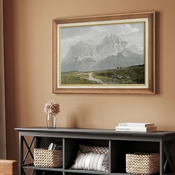 MUDECOR Premium Framed Wall Art Vintage Winter Storm Mountain Valley Nature Wilderness Illustrations Fine Art Decorative Landscape for Living Room, Bedroom, Office - 26"x36" Natural