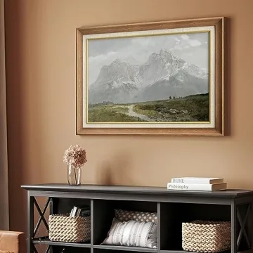 MUDECOR Premium Framed Wall Art Vintage Winter Storm Mountain Valley Nature Wilderness Illustrations Fine Art Decorative Landscape for Living Room, Bedroom, Office - 26"x36" Natural