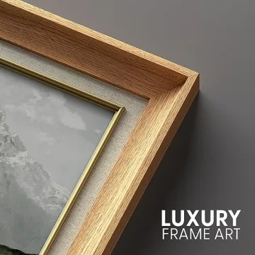 MUDECOR Premium Framed Wall Art Vintage Winter Storm Mountain Valley Nature Wilderness Illustrations Fine Art Decorative Landscape for Living Room, Bedroom, Office - 26"x36" Natural