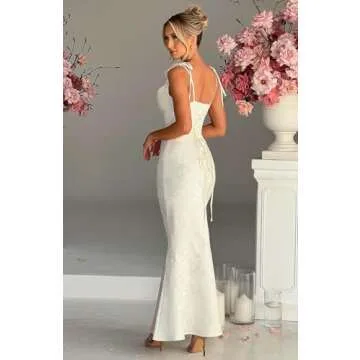 CDSSL Silk Satin Blush Pink Prom Dresses Floral Corset Bodycon Square Neck Long HOCO Dress for Women Sleeveless Formal Gowns and Evening Dress Size 6