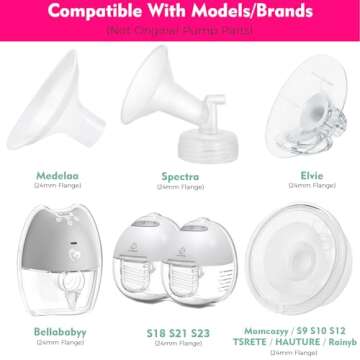Durceler 21mm Silicone Flange Inserts Compatible with Medela/for Spectra S1 S2 / Elvie / S18 S21 / Momcozy S9 S12/ TSRETE 24mm Breast Pump Shields or Freemie 25mm; Reduce Nipple Tunnel Down to 21mm