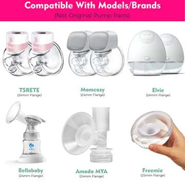 Durceler 21mm Silicone Flange Inserts Compatible with Medela/for Spectra S1 S2 / Elvie / S18 S21 / Momcozy S9 S12/ TSRETE 24mm Breast Pump Shields or Freemie 25mm; Reduce Nipple Tunnel Down to 21mm