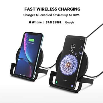 Belkin Quick Charge 10W Wireless Charger - Qi-Certified Charger Stand for iPhone, Samsung Galaxy - C...