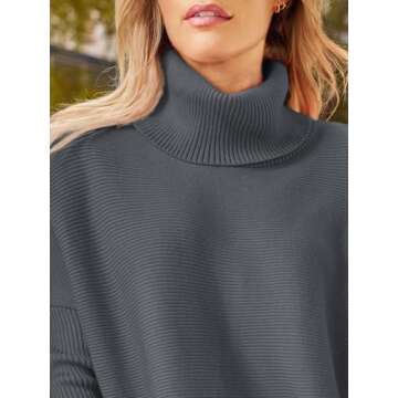 LILLUSORY Oversized Turtleneck Pullover Sweaters Womens 2024 Long Tunic Sweater Winter Trendy Casual...