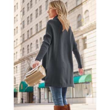 LILLUSORY Oversized Turtleneck Pullover Sweaters Womens 2024 Long Tunic Sweater Winter Trendy Casual Poncho Cowl Neck Cute Tops Dress Fall Fashion Clothes Outfits Clothing Dark Grey