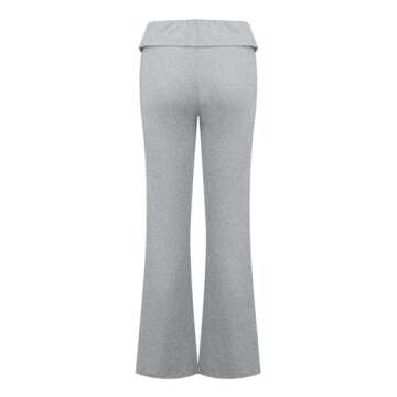 Foldover Yoga Pants Flare Pants for Women Bell Bottom Wide Leg Sweatpants Women Y2k Petite Yoga Pants Elastic Drop Waist Women's Lounge Pants Soft Jogging Pants Trousers Light Gray XL