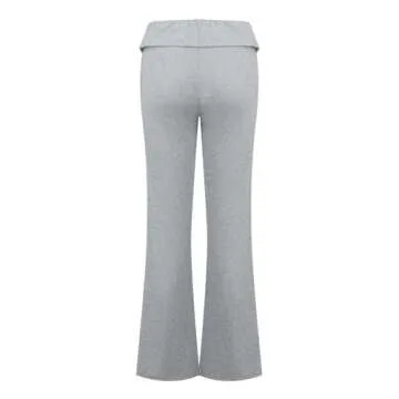 Foldover Yoga Pants Flare Pants for Women Bell Bottom Wide Leg Sweatpants Women Y2k Petite Yoga Pants Elastic Drop Waist Women's Lounge Pants Soft Jogging Pants Trousers Light Gray XL
