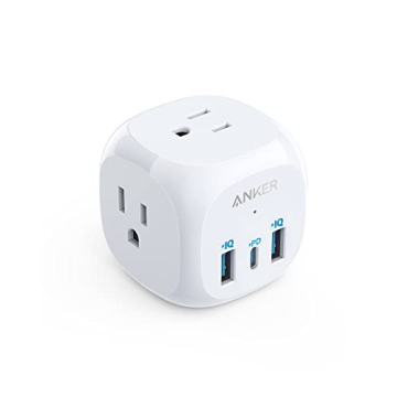 Anker USB C Outlet Extender, Anker 321 Outlet Extender With 3 Outlets and 20W USB C Charging for iPh...