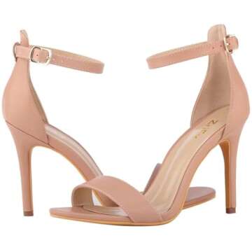 ZriEy Women's Heeled Sandals 4 Inches Nude Open Toe Stiletto High Heels Ankle Strap Fashion Bridal Party Wedding Pump Shoes Size 7