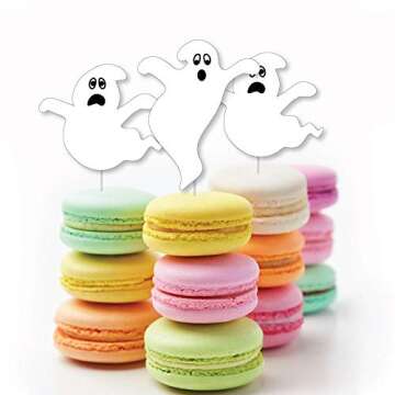 Spooky Ghost Dessert Cupcake Toppers for Halloween Parties