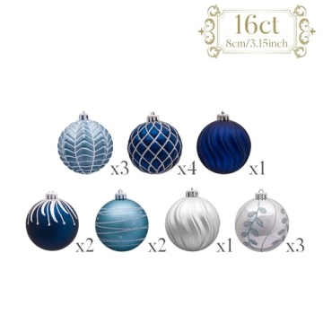 Valery Madelyn Elegant Navy Blue and Silver Ornaments