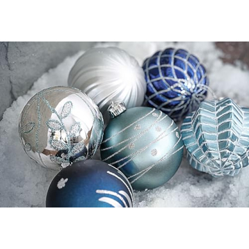 Valery Madelyn Elegant Navy Blue and Silver Ornaments