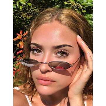 Dollger Oval Polarized Sunglasses for Women Men Small Vintage Circle Round Sun Glasses