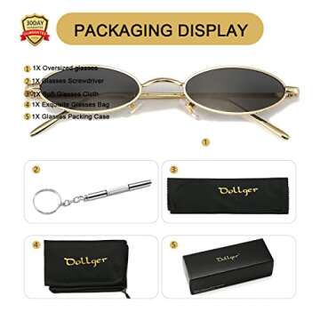Dollger Oval Polarized Sunglasses for Women Men Small Vintage Circle Round Sun Glasses