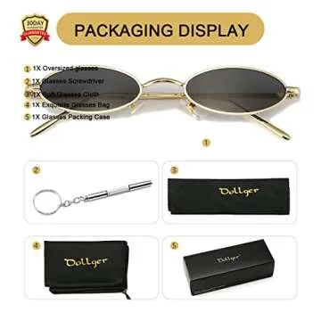 Dollger Oval Polarized Sunglasses for Women Men Small Vintage Circle Round Sun Glasses