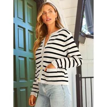 Stylish LILLUSORY Women's Striped Cardigan for Fall