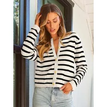 Stylish LILLUSORY Women's Striped Cardigan for Fall