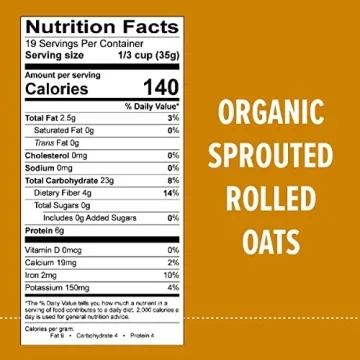 Organic Sprouted Rolled Oats Non-GMO Gluten Free 4 Pack