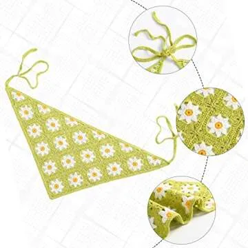 Molans Floral Bandanas Crochet Hair Scarf - 3Pcs Women Knitted Headscarf Daisy Headband Vintage Head Kerchief for Girls