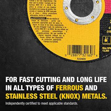 DEWALT 4-1/2 Inch Cut-Off Wheel Set for Efficient Metal Cutting