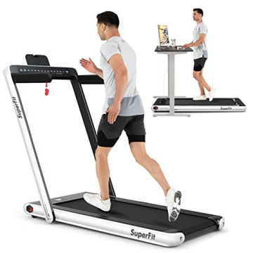 Goplus 2 in 1 Folding Treadmill with Dual Display