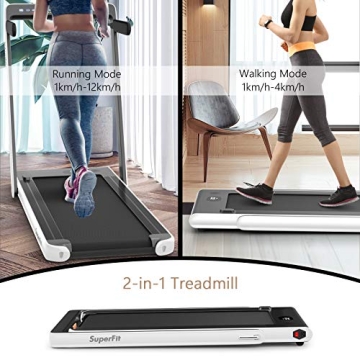 Goplus 2 in 1 Folding Treadmill with Dual Display