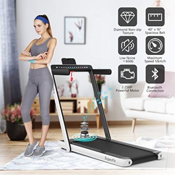 Goplus 2 in 1 Folding Treadmill with Dual Display