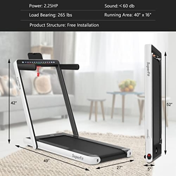 Goplus 2 in 1 Folding Treadmill with Dual Display