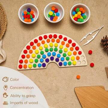bopoobo Wooden Peg Board for Kids - Educational Fun