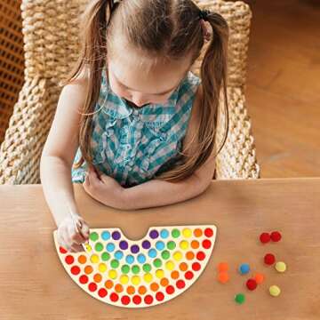 bopoobo Wooden Peg Board for Kids - Educational Fun