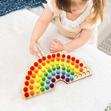 bopoobo Wooden Peg Board for Kids - Educational Fun