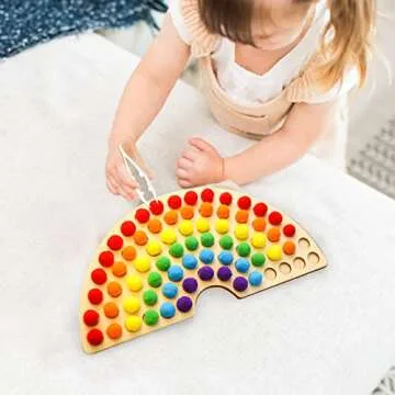 bopoobo Wooden Peg Board for Kids - Educational Fun