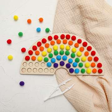 bopoobo Wooden Peg Board for Kids - Educational Fun